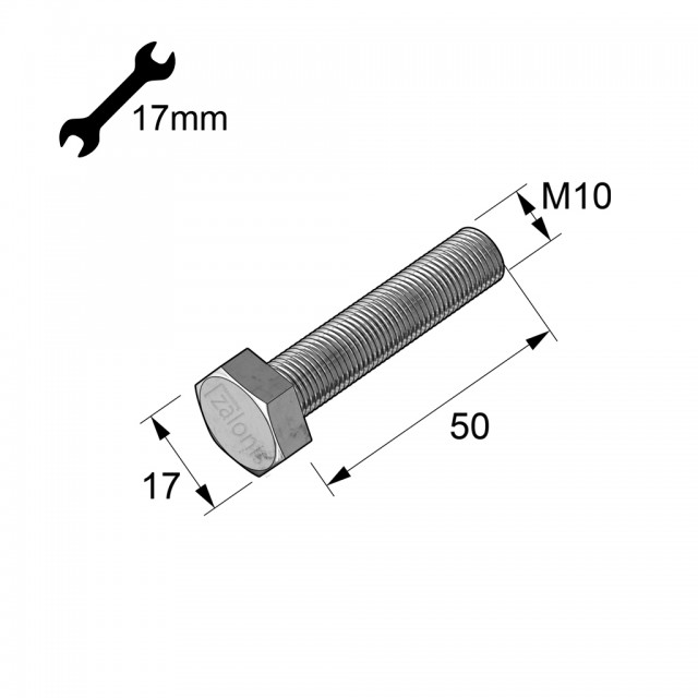 HEXAGON HEAD STEEL BOLT M10x50